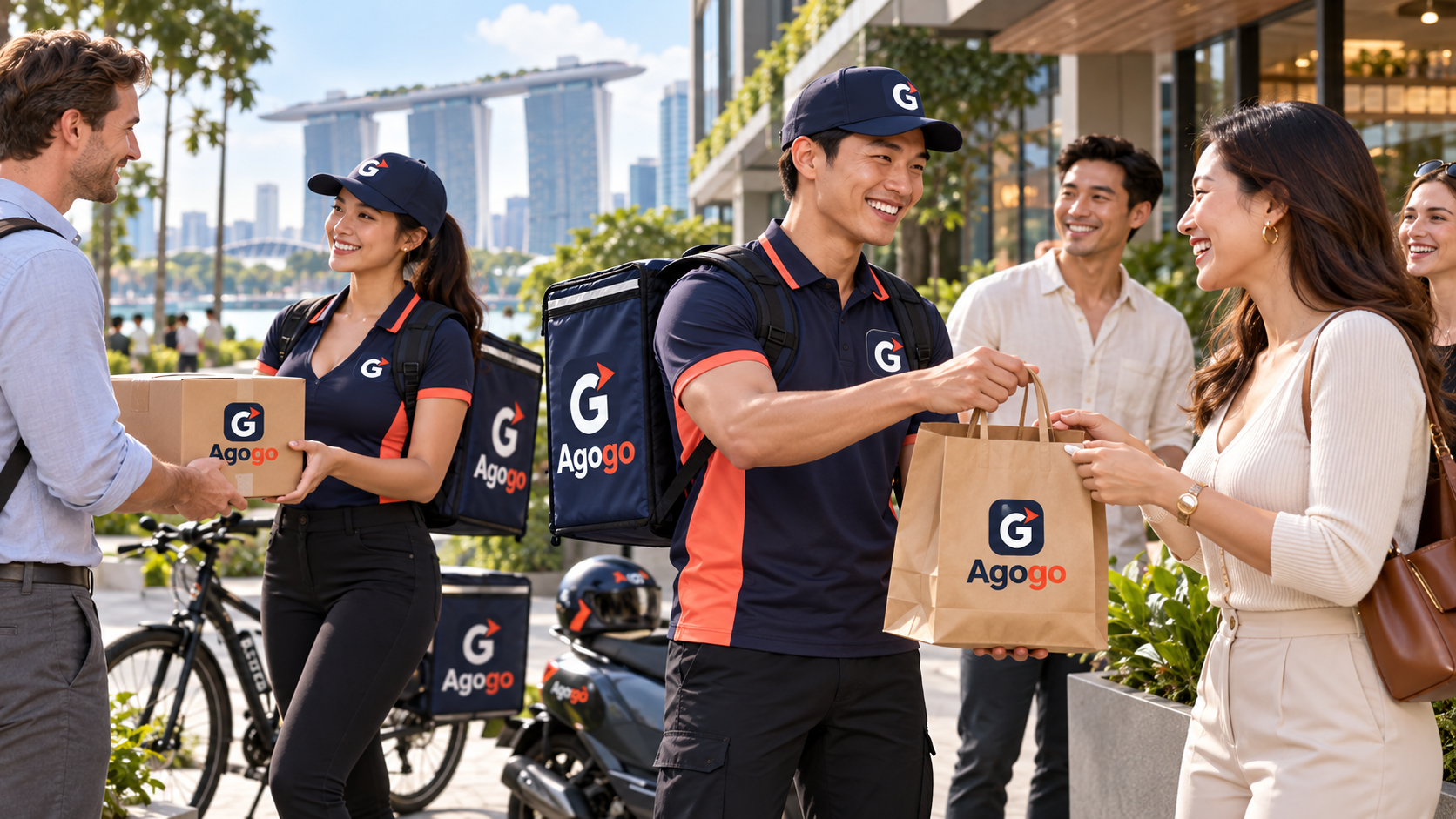 Adult Agogo customers and delivery partners in Singapore
